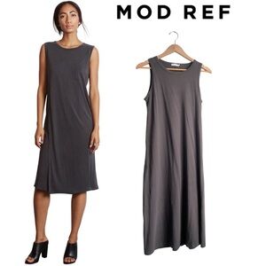 Mod Ref Gray Sleeveless Cotton T Shirt Midi Dress Minimalist Quiet Luxury Lounge